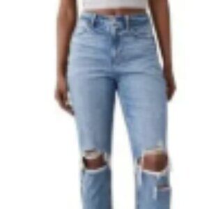 American Eagle Busted Knee High Waist Straight Leg Ankle Jeans Sz 6